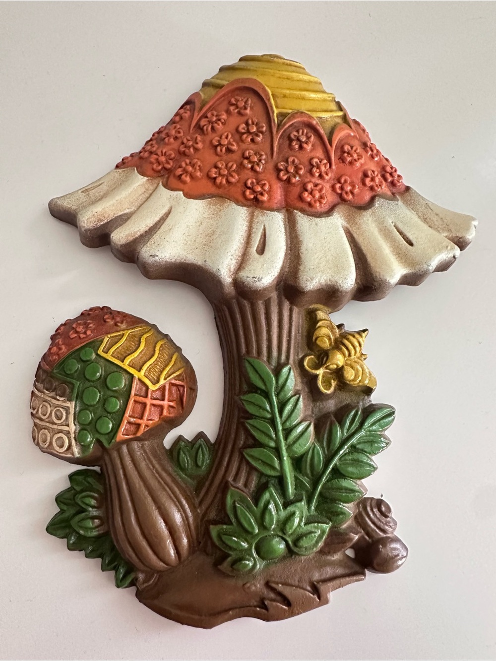 Metal Mushroom Wall Plaque - Vintage Sexton 1980
